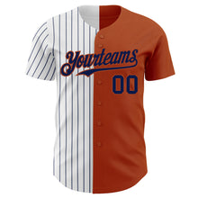 Load image into Gallery viewer, Custom Texas Orange White-Navy Pinstripe Authentic Split Fashion Baseball Jersey