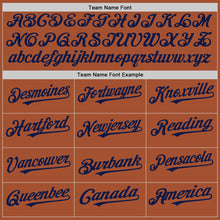 Load image into Gallery viewer, Custom Texas Orange White-Navy Pinstripe Authentic Split Fashion Baseball Jersey