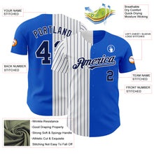 Laden Sie das Bild in den Galerie-Viewer, Custom Thunder Blue White-Navy Pinstripe Authentic Split Fashion Baseball Jersey