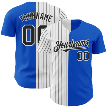 Custom Thunder Blue White-Black Pinstripe Authentic Split Fashion Baseball Jersey