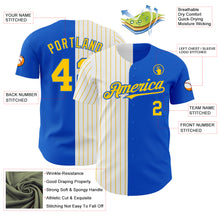 Laden Sie das Bild in den Galerie-Viewer, Custom Thunder Blue White-Yellow Pinstripe Authentic Split Fashion Baseball Jersey