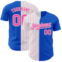 Load image into Gallery viewer, Custom Thunder Blue White-Pink Pinstripe Authentic Split Fashion Baseball Jersey
