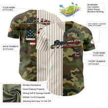 Laden Sie das Bild in den Galerie-Viewer, Custom Camo Vintage USA Flag Cream-Black Pinstripe Authentic Split Fashion Salute To Service Baseball Jersey