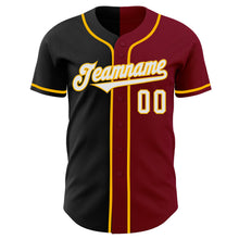 Загрузить изображение в средство просмотра галереи, Custom Crimson Black-Gold Authentic Split Fashion Baseball Jersey