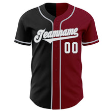 Laden Sie das Bild in den Galerie-Viewer, Custom Crimson Black-Gray Authentic Split Fashion Baseball Jersey