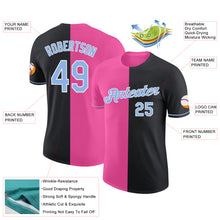 Загрузить изображение в средство просмотра галереи, Custom Black Light Blue-Pink Split Fashion Performance T-Shirt