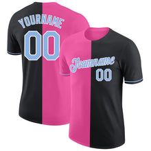 Загрузить изображение в средство просмотра галереи, Custom Black Light Blue-Pink Split Fashion Performance T-Shirt