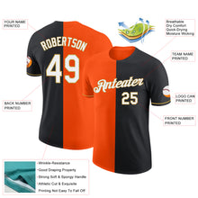 Load image into Gallery viewer, Custom Black Orange-Old Gold Split Fashion Performance T-Shirt