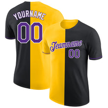 Загрузить изображение в средство просмотра галереи, Custom Black Purple-Yellow Split Fashion Performance T-Shirt
