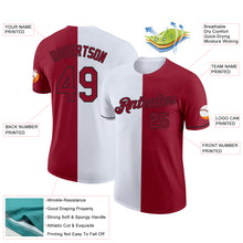 Load image into Gallery viewer, Custom Crimson White-Black Split Fashion Performance T-Shirt