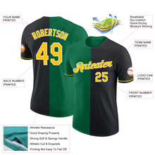 Load image into Gallery viewer, Custom Black Yellow-Kelly Green Split Fashion Performance T-Shirt