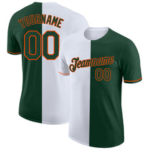 Load image into Gallery viewer, Custom Green White-Orange Split Fashion Performance T-Shirt