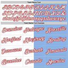 Load image into Gallery viewer, Custom Light Blue White-Red Split Fashion Performance T-Shirt