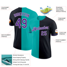 Загрузить изображение в средство просмотра галереи, Custom Black Purple-Aqua Split Fashion Performance T-Shirt
