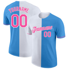 Загрузить изображение в средство просмотра галереи, Custom Powder Blue Pink-White Split Fashion Performance T-Shirt