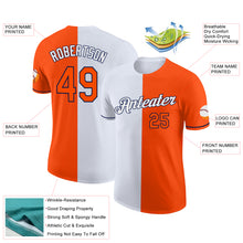Load image into Gallery viewer, Custom Orange White-Navy Split Fashion Performance T-Shirt