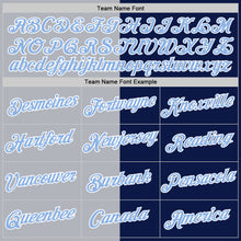 Load image into Gallery viewer, Custom Navy Light Blue-Gray Split Fashion Performance T-Shirt