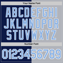 Load image into Gallery viewer, Custom Navy Light Blue-Gray Split Fashion Performance T-Shirt