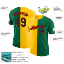 Загрузить изображение в средство просмотра галереи, Custom Kelly Green Black Yellow-Red Split Fashion Performance T-Shirt
