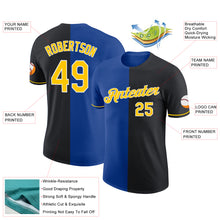 Load image into Gallery viewer, Custom Black Yellow-Royal Split Fashion Performance T-Shirt