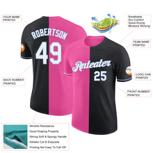 Load image into Gallery viewer, Custom Black Pink-Light Blue Split Fashion Performance T-Shirt