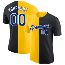 Load image into Gallery viewer, Custom Black Royal-Yellow Split Fashion Performance T-Shirt