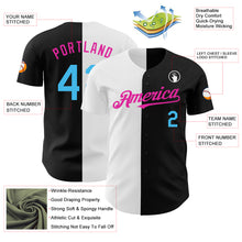 Charger l'image dans la galerie, Custom Black Sky Blue Deep Pink-White Authentic Split Fashion Baseball Jersey