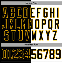 Laden Sie das Bild in den Galerie-Viewer, Custom Black Gold-White Split Fashion Hockey Lace Neck Jersey