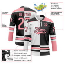 Laden Sie das Bild in den Galerie-Viewer, Custom Black Medium Pink-White Split Fashion Hockey Lace Neck Jersey