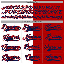 Load image into Gallery viewer, Custom Red Navy-White Split Fashion Hockey Lace Neck Jersey