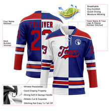 Charger l'image dans la galerie, Custom Royal Red-White Split Fashion Hockey Lace Neck Jersey