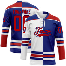 Charger l'image dans la galerie, Custom Royal Red-White Split Fashion Hockey Lace Neck Jersey