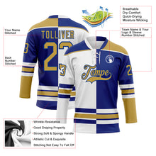 Load image into Gallery viewer, Custom Royal Old Gold-White Split Fashion Hockey Lace Neck Jersey