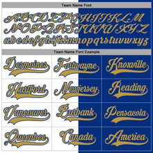 Load image into Gallery viewer, Custom Royal Old Gold-White Split Fashion Hockey Lace Neck Jersey