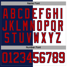 Load image into Gallery viewer, Custom Navy Red-White Split Fashion Hockey Lace Neck Jersey