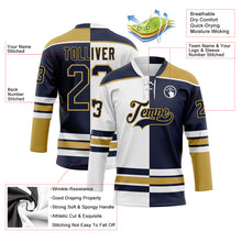 Charger l'image dans la galerie, Custom Navy Old Gold-White Split Fashion Hockey Lace Neck Jersey