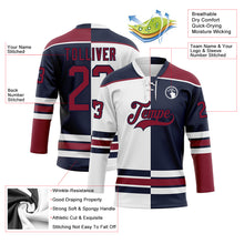 Charger l'image dans la galerie, Custom Navy Crimson-White Split Fashion Hockey Lace Neck Jersey