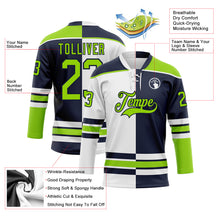 Charger l'image dans la galerie, Custom Navy Neon Green-White Split Fashion Hockey Lace Neck Jersey