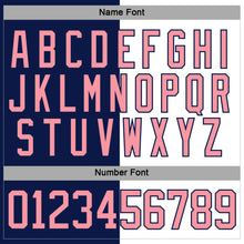 Charger l'image dans la galerie, Custom Navy Medium Pink-White Split Fashion Hockey Lace Neck Jersey