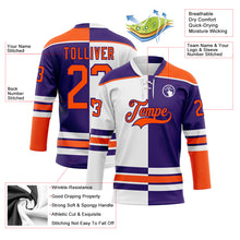 Load image into Gallery viewer, Custom Purple Orange-White Split Fashion Hockey Lace Neck Jersey