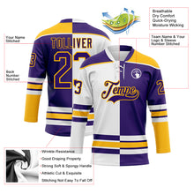 Load image into Gallery viewer, Custom Purple Gold-White Split Fashion Hockey Lace Neck Jersey