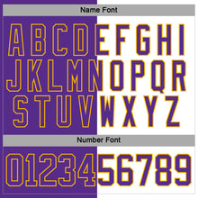 Load image into Gallery viewer, Custom Purple Gold-White Split Fashion Hockey Lace Neck Jersey