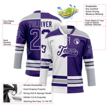 Load image into Gallery viewer, Custom Purple Gray-White Split Fashion Hockey Lace Neck Jersey