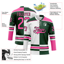 Charger l'image dans la galerie, Custom Green Pink-White Split Fashion Hockey Lace Neck Jersey