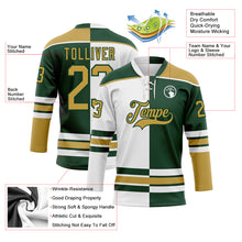 Charger l'image dans la galerie, Custom Green Old Gold-White Split Fashion Hockey Lace Neck Jersey