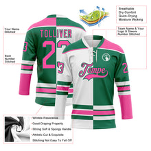 Charger l'image dans la galerie, Custom Kelly Green Pink-White Split Fashion Hockey Lace Neck Jersey