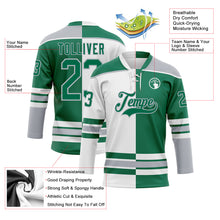 Load image into Gallery viewer, Custom Kelly Green Gray-White Split Fashion Hockey Lace Neck Jersey