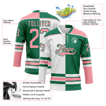 Charger l'image dans la galerie, Custom Kelly Green Medium Pink-White Split Fashion Hockey Lace Neck Jersey