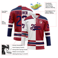 Charger l'image dans la galerie, Custom Maroon Navy-White Split Fashion Hockey Lace Neck Jersey
