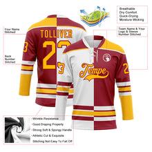 Charger l'image dans la galerie, Custom Maroon Gold-White Split Fashion Hockey Lace Neck Jersey